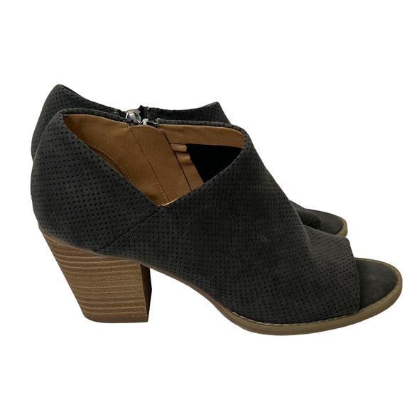 Dolce Vita DV8 Womens Open Toe Booties Size 8.5 Black Suede Perforated Side Zip - Picture 8 of 11